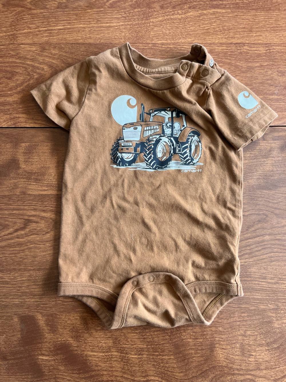 Carhartt Brown Baby Tractor Graphic Short Sleeve Bodysuit